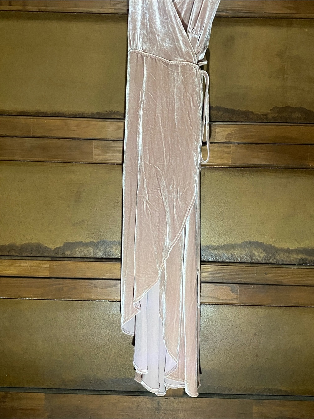 Reformation Crushed Velvet Dusty Pink High Low Wrap Spaghetti Strap Dress Sz M - Picture 4 of 8